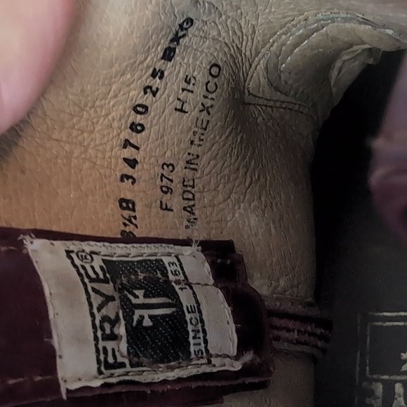 Frye Billy Short Harness Burgundy and Brown Leather Boots - Picture 2 of 8